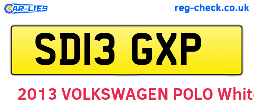 SD13GXP are the vehicle registration plates.