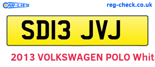 SD13JVJ are the vehicle registration plates.