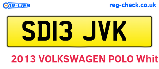 SD13JVK are the vehicle registration plates.