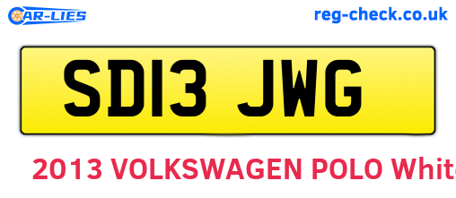 SD13JWG are the vehicle registration plates.