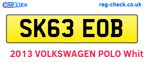 SK63EOB are the vehicle registration plates.