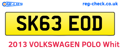 SK63EOD are the vehicle registration plates.