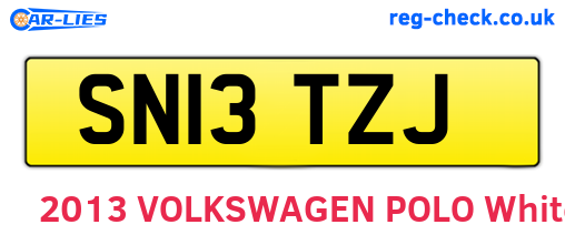 SN13TZJ are the vehicle registration plates.