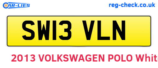 SW13VLN are the vehicle registration plates.