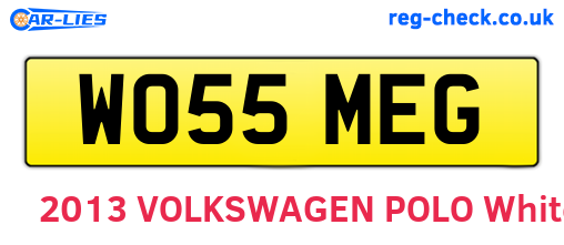 WO55MEG are the vehicle registration plates.