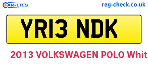 YR13NDK are the vehicle registration plates.