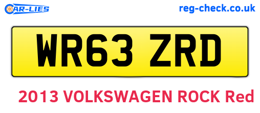 WR63ZRD are the vehicle registration plates.