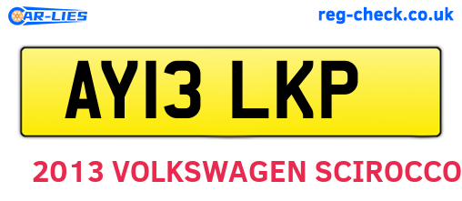 AY13LKP are the vehicle registration plates.