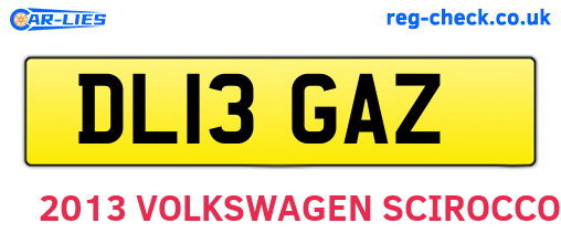 DL13GAZ are the vehicle registration plates.
