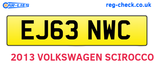 EJ63NWC are the vehicle registration plates.