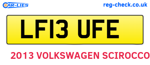LF13UFE are the vehicle registration plates.
