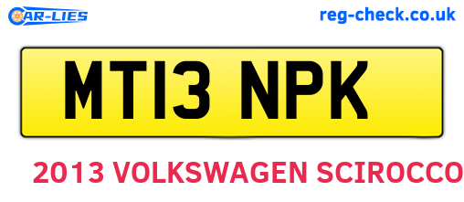 MT13NPK are the vehicle registration plates.