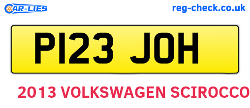 P123JOH are the vehicle registration plates.