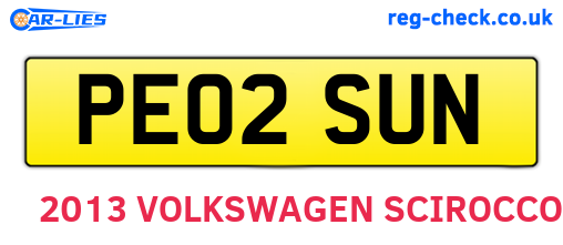 PE02SUN are the vehicle registration plates.