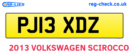 PJ13XDZ are the vehicle registration plates.