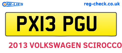 PX13PGU are the vehicle registration plates.