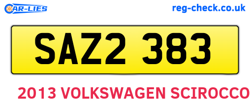 SAZ2383 are the vehicle registration plates.