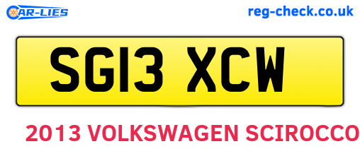 SG13XCW are the vehicle registration plates.