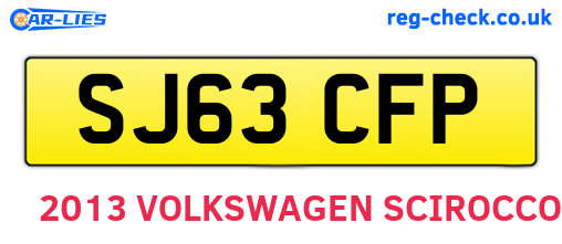 SJ63CFP are the vehicle registration plates.