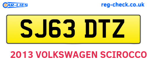 SJ63DTZ are the vehicle registration plates.