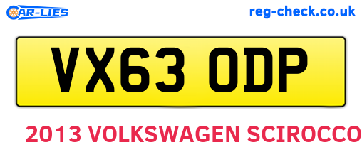VX63ODP are the vehicle registration plates.