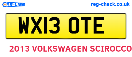 WX13OTE are the vehicle registration plates.