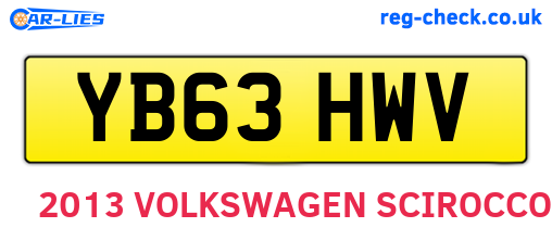 YB63HWV are the vehicle registration plates.
