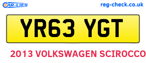 YR63YGT are the vehicle registration plates.