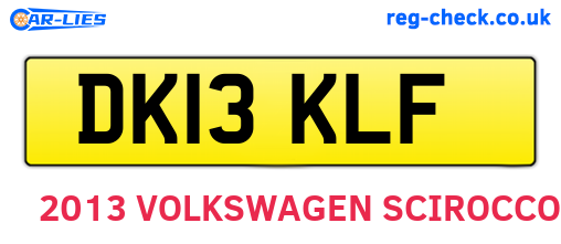 DK13KLF are the vehicle registration plates.