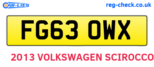 FG63OWX are the vehicle registration plates.