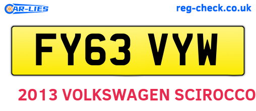 FY63VYW are the vehicle registration plates.
