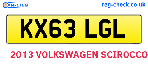 KX63LGL are the vehicle registration plates.