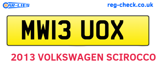 MW13UOX are the vehicle registration plates.