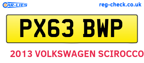 PX63BWP are the vehicle registration plates.
