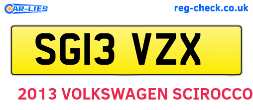 SG13VZX are the vehicle registration plates.