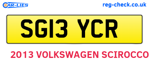 SG13YCR are the vehicle registration plates.