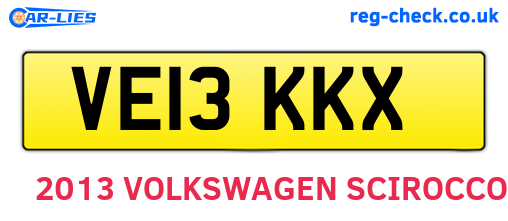 VE13KKX are the vehicle registration plates.
