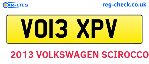 VO13XPV are the vehicle registration plates.