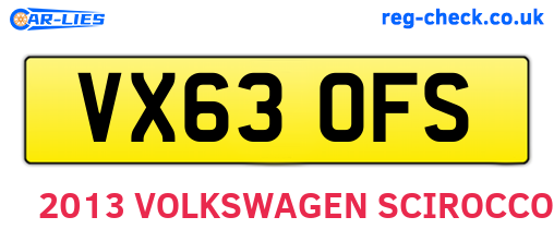 VX63OFS are the vehicle registration plates.