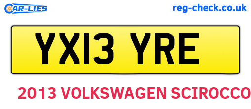 YX13YRE are the vehicle registration plates.