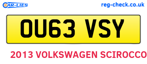 OU63VSY are the vehicle registration plates.