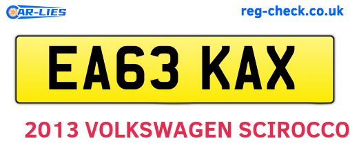 EA63KAX are the vehicle registration plates.