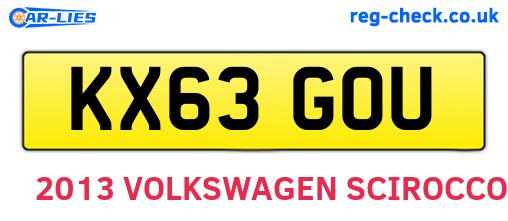 KX63GOU are the vehicle registration plates.