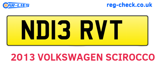 ND13RVT are the vehicle registration plates.