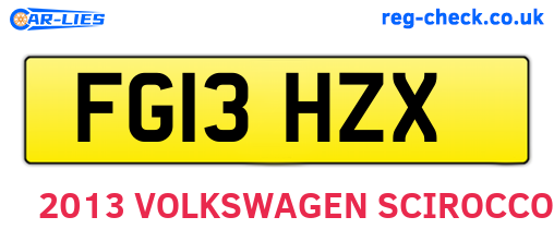 FG13HZX are the vehicle registration plates.