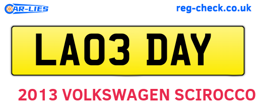 LA03DAY are the vehicle registration plates.