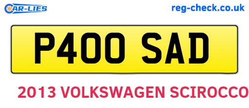 P400SAD are the vehicle registration plates.