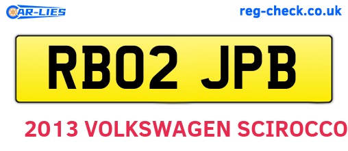 RB02JPB are the vehicle registration plates.