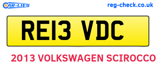RE13VDC are the vehicle registration plates.
