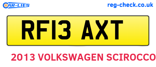 RF13AXT are the vehicle registration plates.
